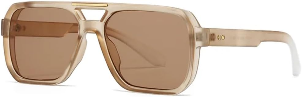 

Модные солнцезащитные очки с двойной перемычкой для женщин, ретро-стиль, заклепки, леопардовый принт, защита от УФ-излучения UV400 для мужчин, градиентные очки для активного отдыха VFDHN, C1 Light Tea Tea