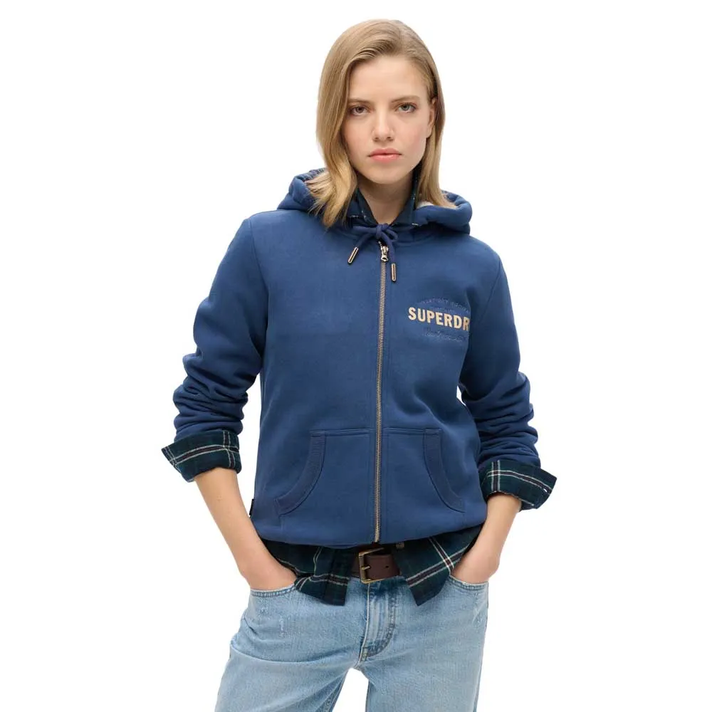 

Толстовка Superdry Luxe Metallic Logo full zip, синий