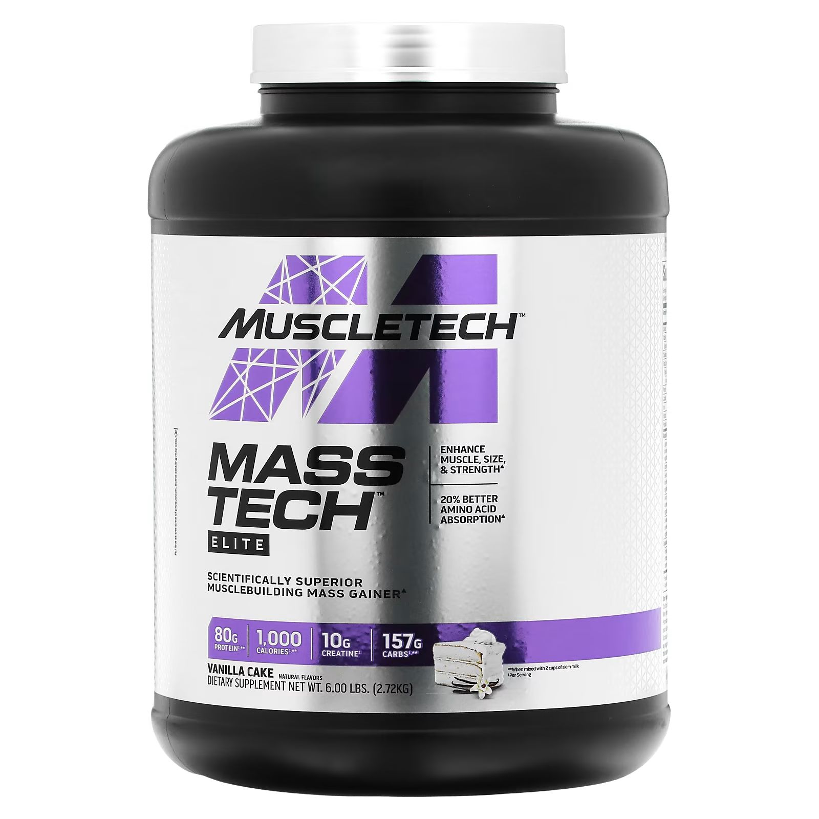 

Mass Tech Elite, ванильный торт, 6 фунтов (2,72 кг) Muscletech