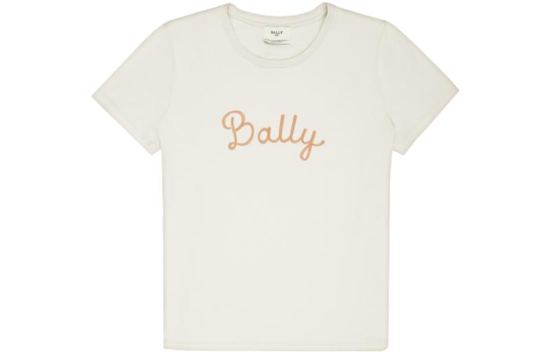 

Футболка из хлопка с вышитым логотипом BALLY, экрю