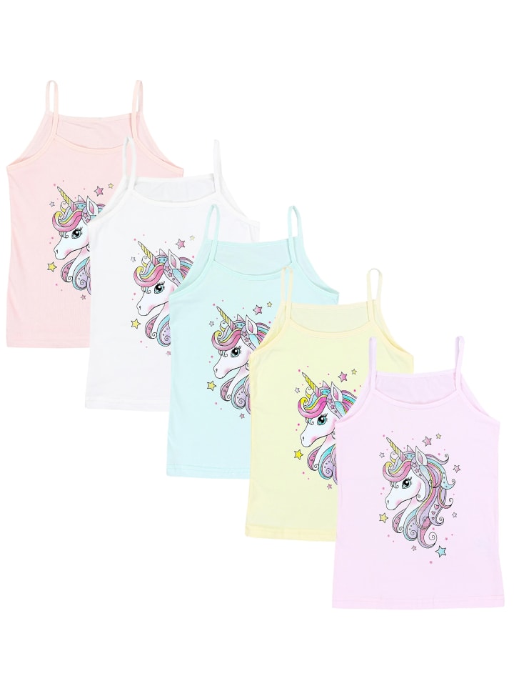 

TupTam Комплект из 5 маек-топов на тонких бретелях для девочек, зелено-желтый цвет