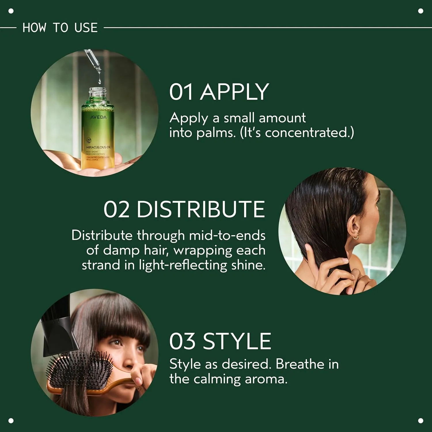 Концентрат для волос Aveda Miraculous Oil High-Shine | Придает блеск | Защита от пушистости до 24 часов* | Термозащита | Для всех типов волос | Ноты лаванды, иланг-иланга и петитгрейна, 43 мл — фото 4