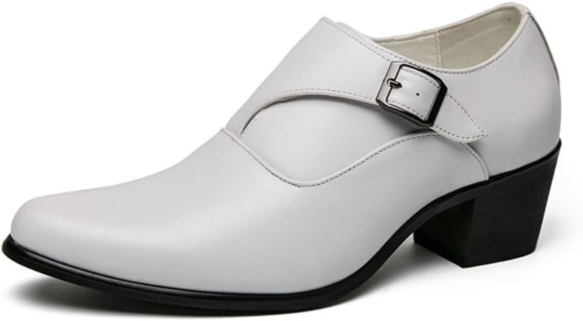 

Мужские туфли Monk Strap Классические Ретро Формальные Деловые Лоферы Легкие Кожаные Слипоны Комфортные С Высоким Каблуком Однотонные Заостренные Носки С Пряжкой Для Офиса Оксфорды Повседневные Элегантные Свадебные Обувь Geerta, белый
