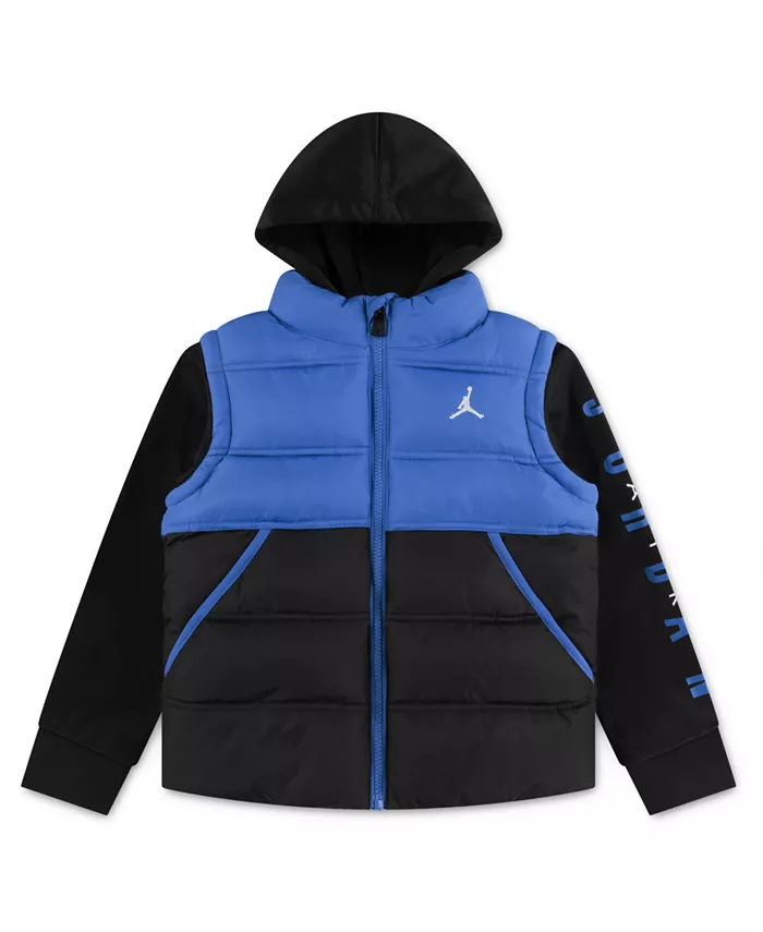 

Маленькое худи с многослойным дизайном для мальчиков Jordan, синий