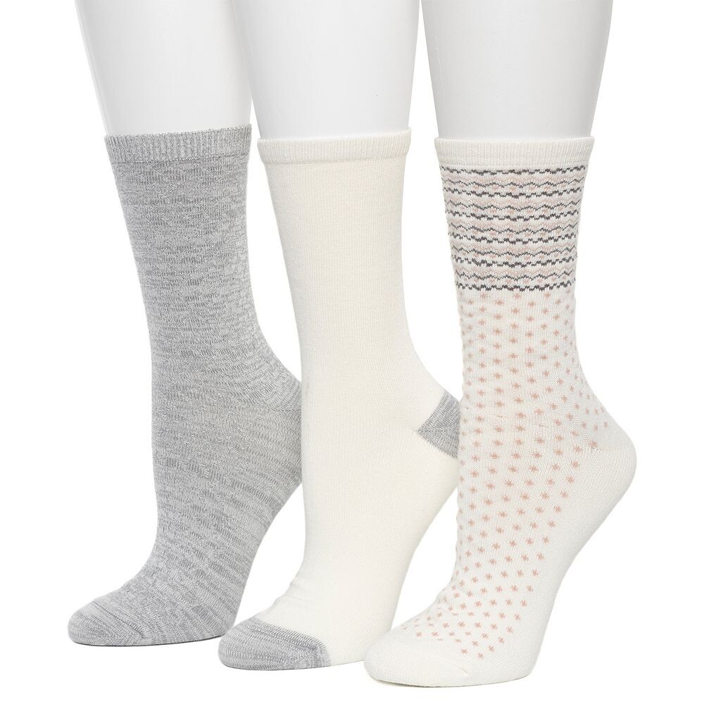 

Женские однотонные носки круглой вязки Cuddl Duds с плюшевым наполнителем средней плотности и зигзагообразной каймой на плоской подошве из 3 штук, цвет Egret