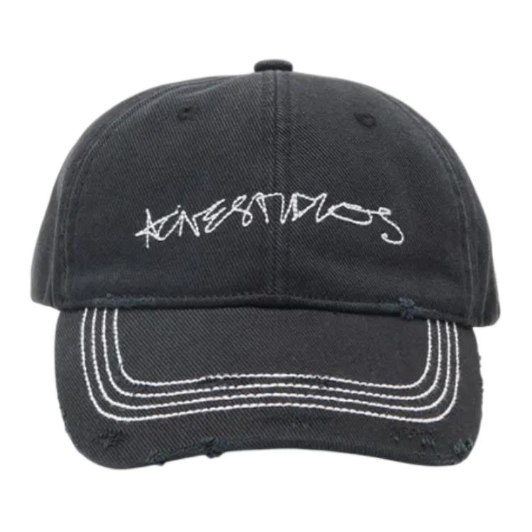 

Вышитая потертая бейсболка Acne Studios, черный