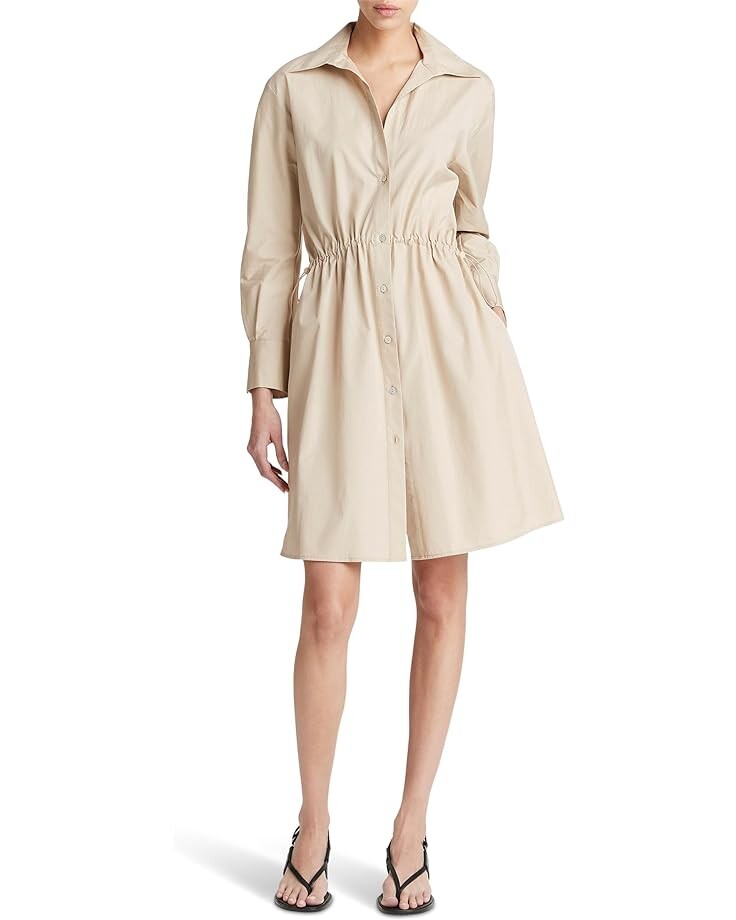 

Платье Vince Drawcord Ruched Shirt, цвет White Oak