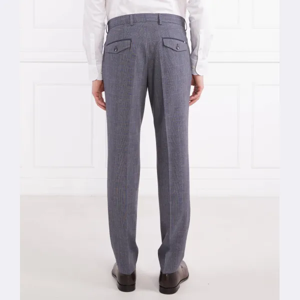 Брюки узкого кроя h-genius-pleat-232 с добавлением шерсти Boss, синий — фото 3
