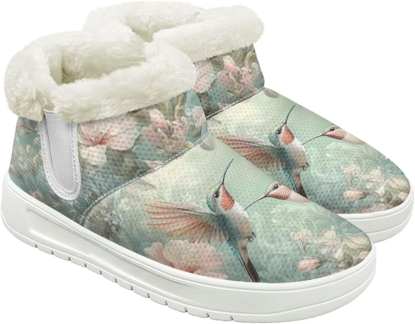 

Женские пушистые зимние сапоги для снега, утепленные флисом, удобные, теплые, водоотталкивающие, для женщин и мужчин Cugasmaru, Hummingbird Floral