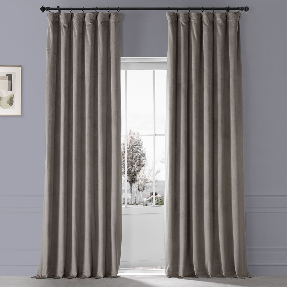

EFF Signature Plush Velvet Затемняющая оконная занавеска для отеля, цвет Library Taupe