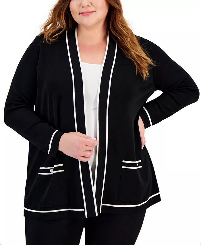 

Кардиган с контрастной отделкой Malibu на пуговицах plus size Anne Klein, черный
