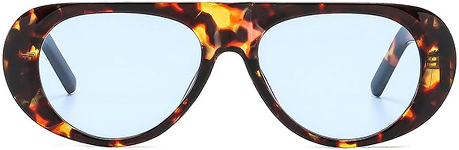 

Модные солнцезащитные очки в ретро-стиле с большой оправой, мужские, с защитой от УФ-излучения, овальной формы, женские, в минималистичном стиле, очки-пилот, размер N45 mincl, Leopard Blue