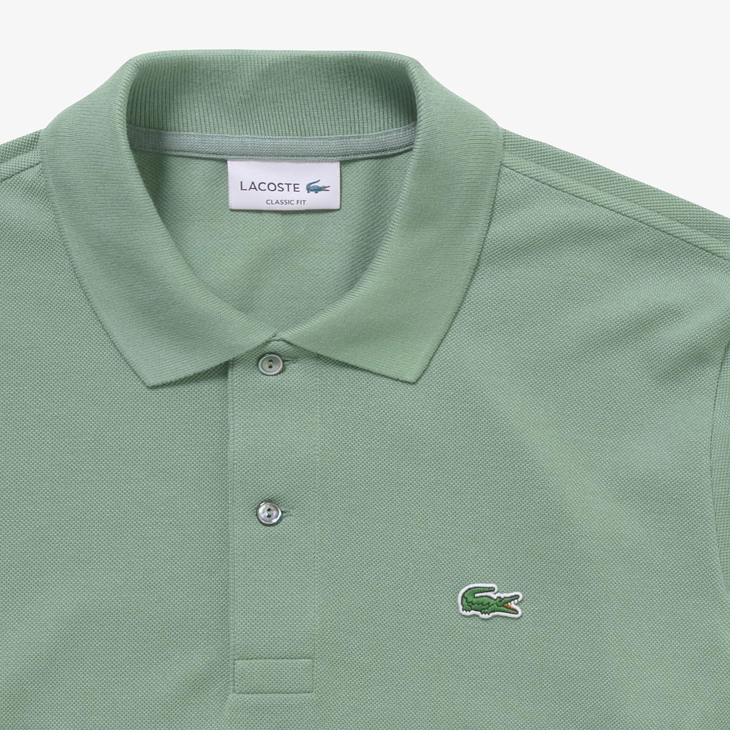 Официальная поло-рубашка Lacoste Original Fit с длинным рукавом, модель L1312, шалфейно-зеленый — фото 3