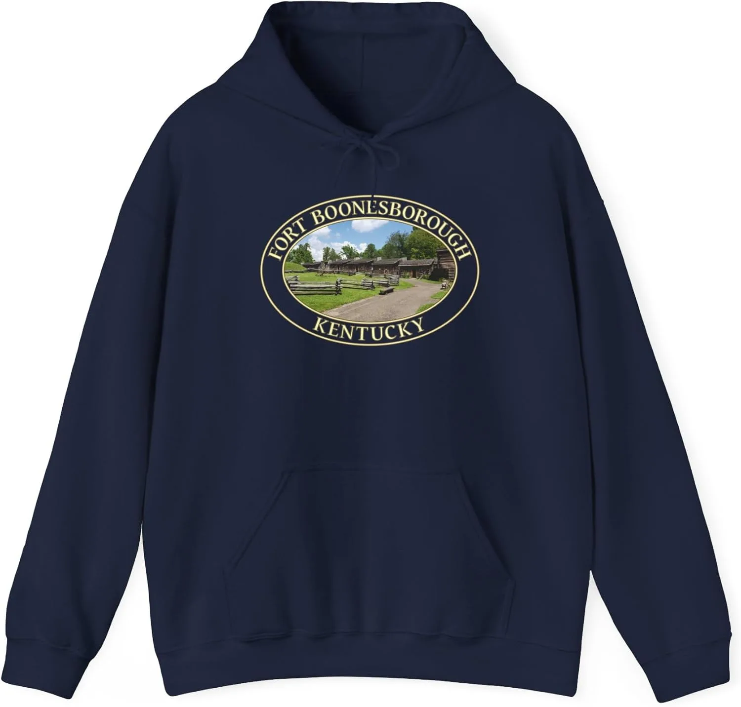 Толстовка с капюшоном Fort Boonesborough Kentucky - GentleSeas Cozy Pullover Sweatshirt - Дизайн, посвященный исторической достопримечательности - Мягкий теплый флис GENERIC, темно-синий