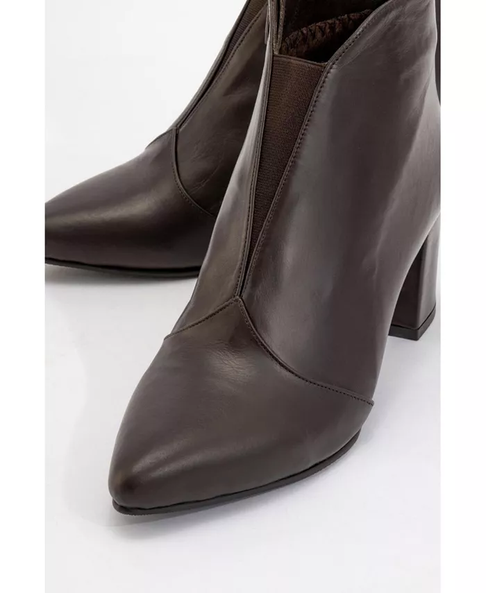Finda Кожаные Ботинки на Блочном Каблуке (Женские) Forever & Always Shoes, коричневый — фото 3
