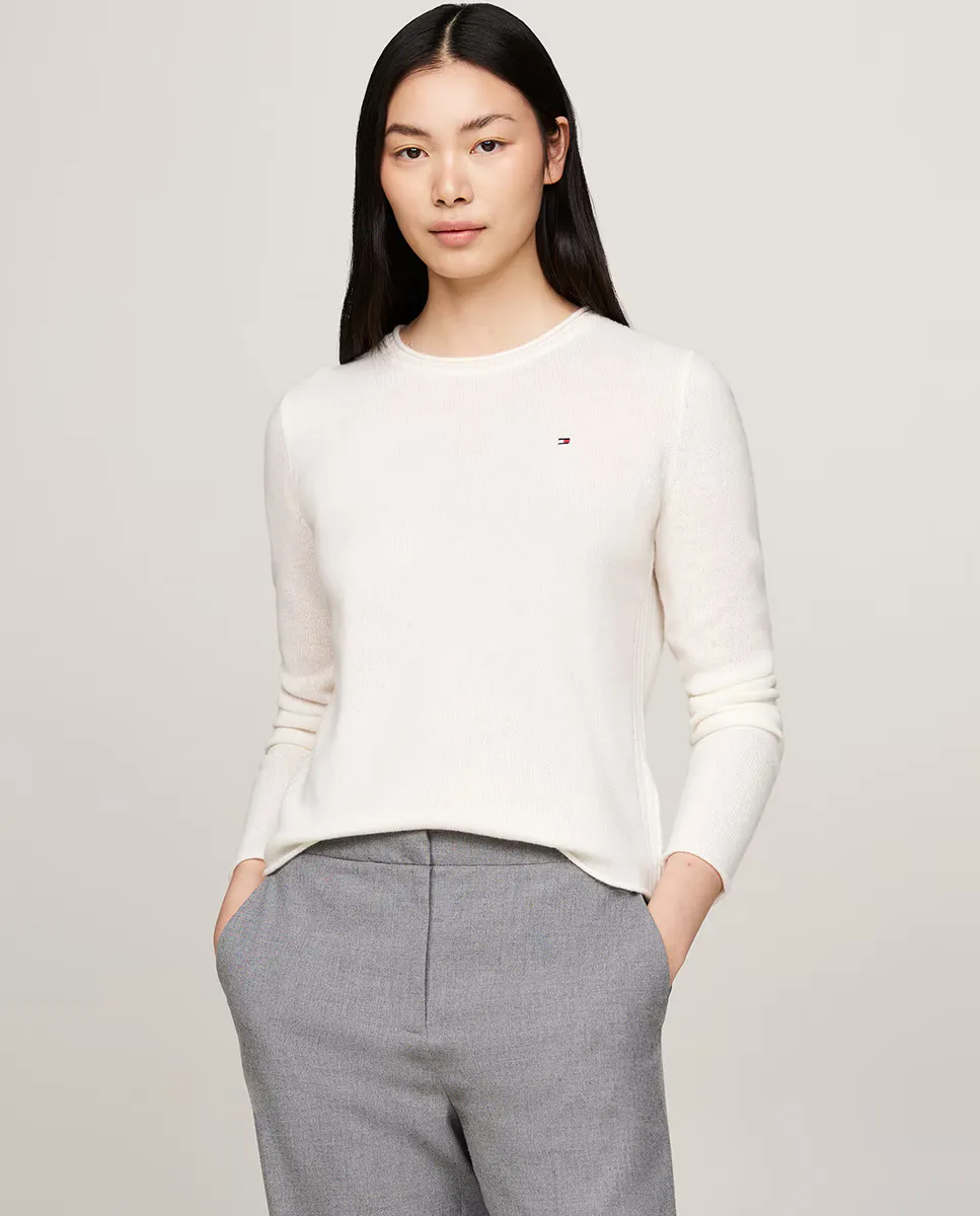 

Женский свитер с круглым вырезом и длинными рукавами Tommy Hilfiger, белый