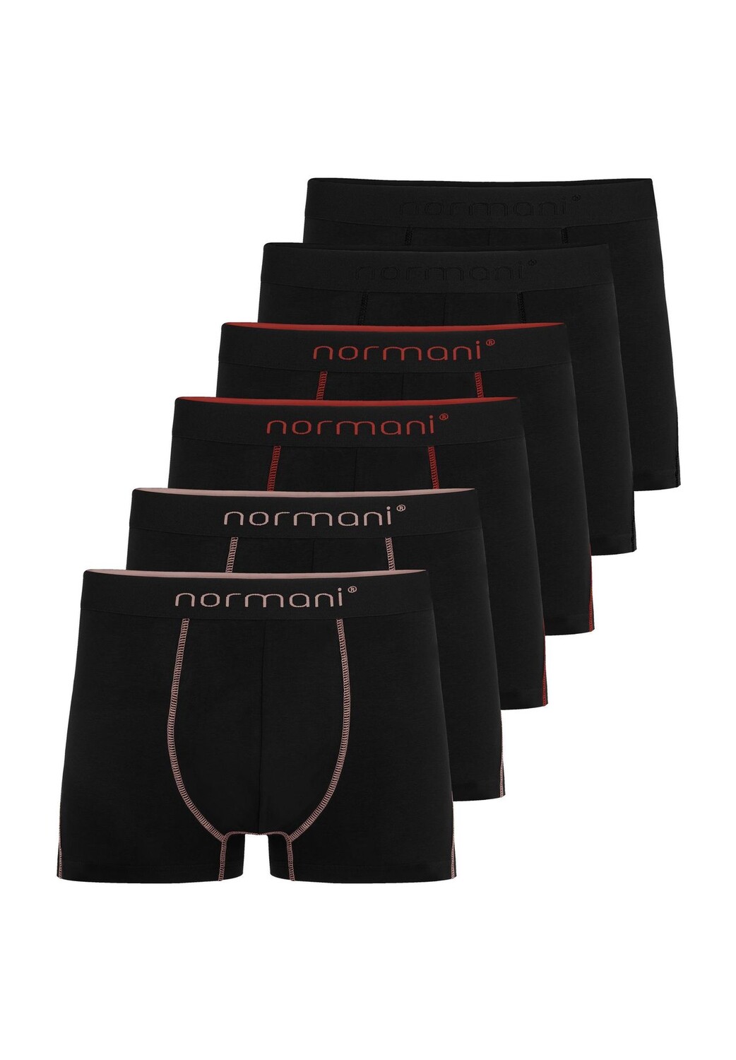 

6 мужских хлопковых боксеров normani, цвет Schwarz Rot Lachs