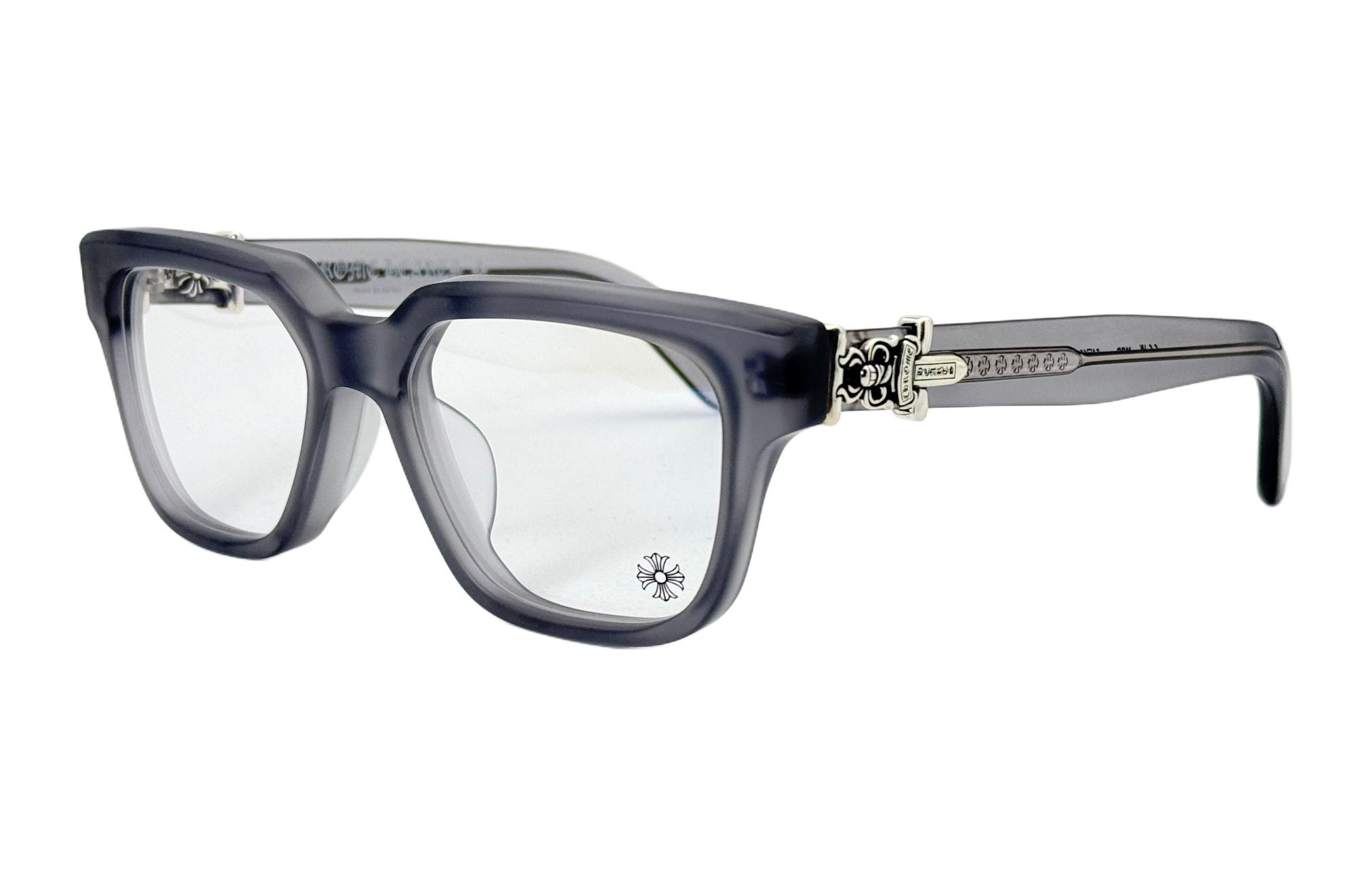 

Оправы для очков металлические серебристые квадратные унисекс серые Chrome Hearts