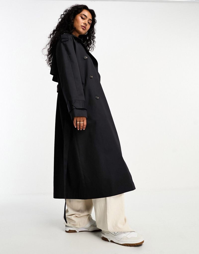 

Черный удлиненный тренч ASOS DESIGN