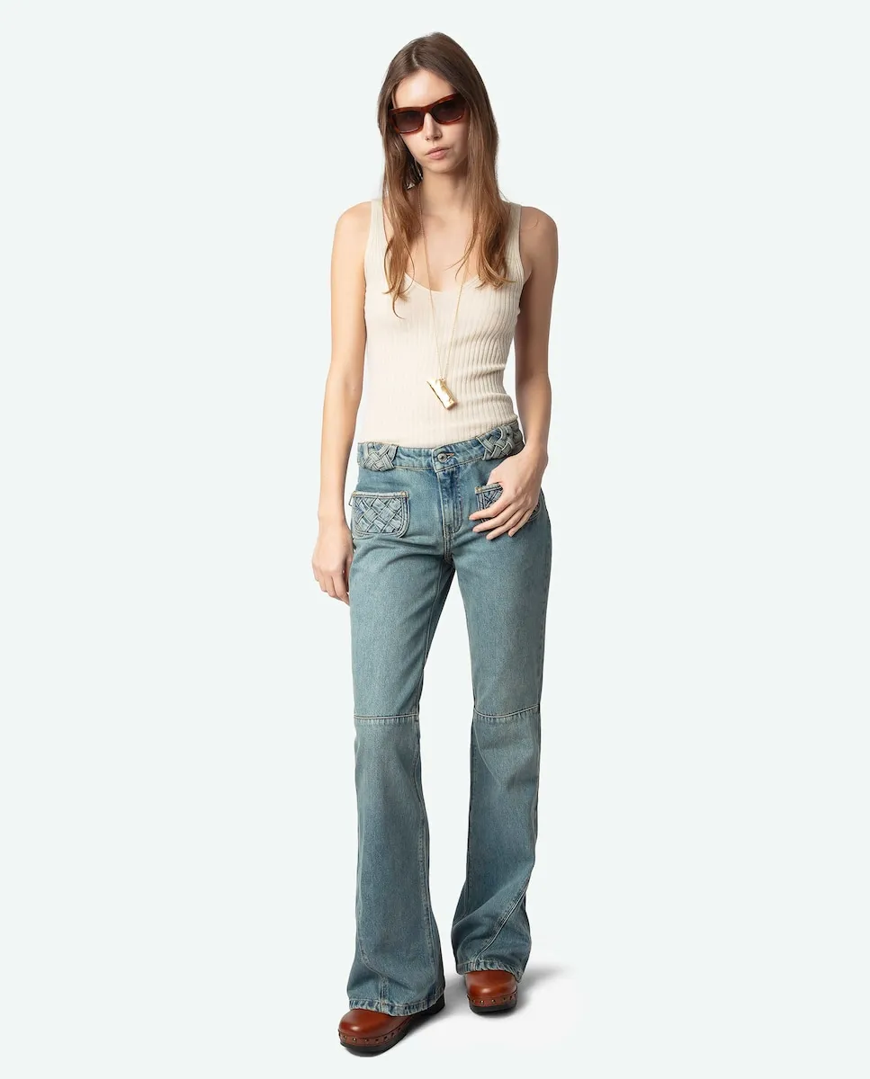 

Женские джинсы Écume bootcut с плетеными деталями Zadig & Voltaire, голубой