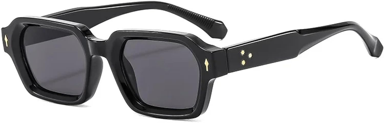 

Солнцезащитные очки с защитой UV400 | Маленькая оправа, заклепки, цветные линзы | Для женщин и мужчин, для занятий спортом на открытом воздухе и вождения DSVIGF, Black