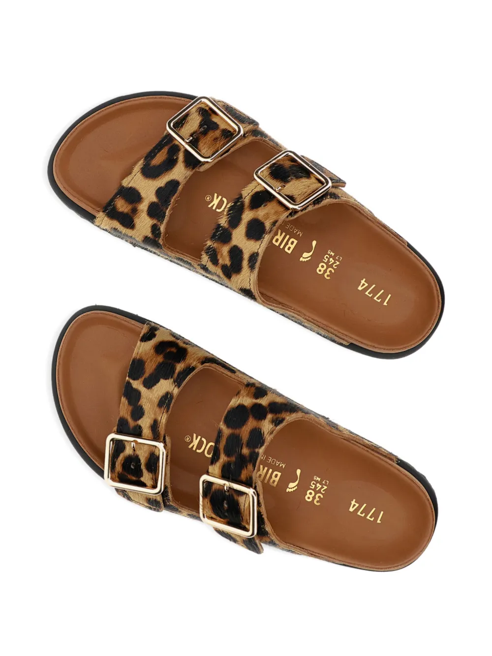 Босоножки с леопардовым принтом и регулируемыми пряжками Birkenstock, коричневый — фото 3
