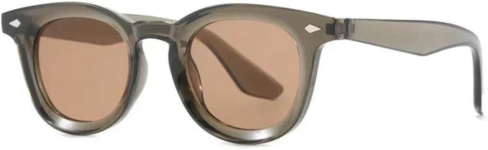 

Мужские круглые солнцезащитные очки с прозрачными линзами Ocean, защита от УФ-излучения UV400, женские очки с заклепками для занятий спортом на открытом воздухе, бега и путешествий UYPTK, Olive Green Tea