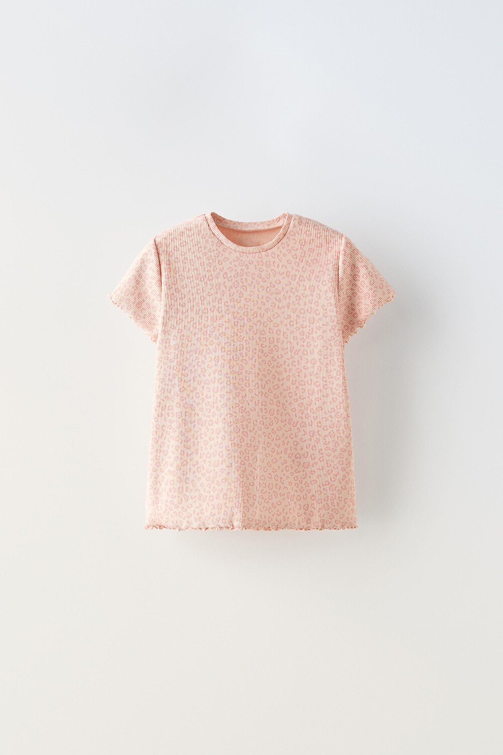 

Топ в рубчик с животным принтом ZARA, светло-розовый
