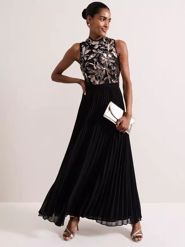 

Платье Phase Eight Emalise Sequin Pleat Maxi, цвет black/multi