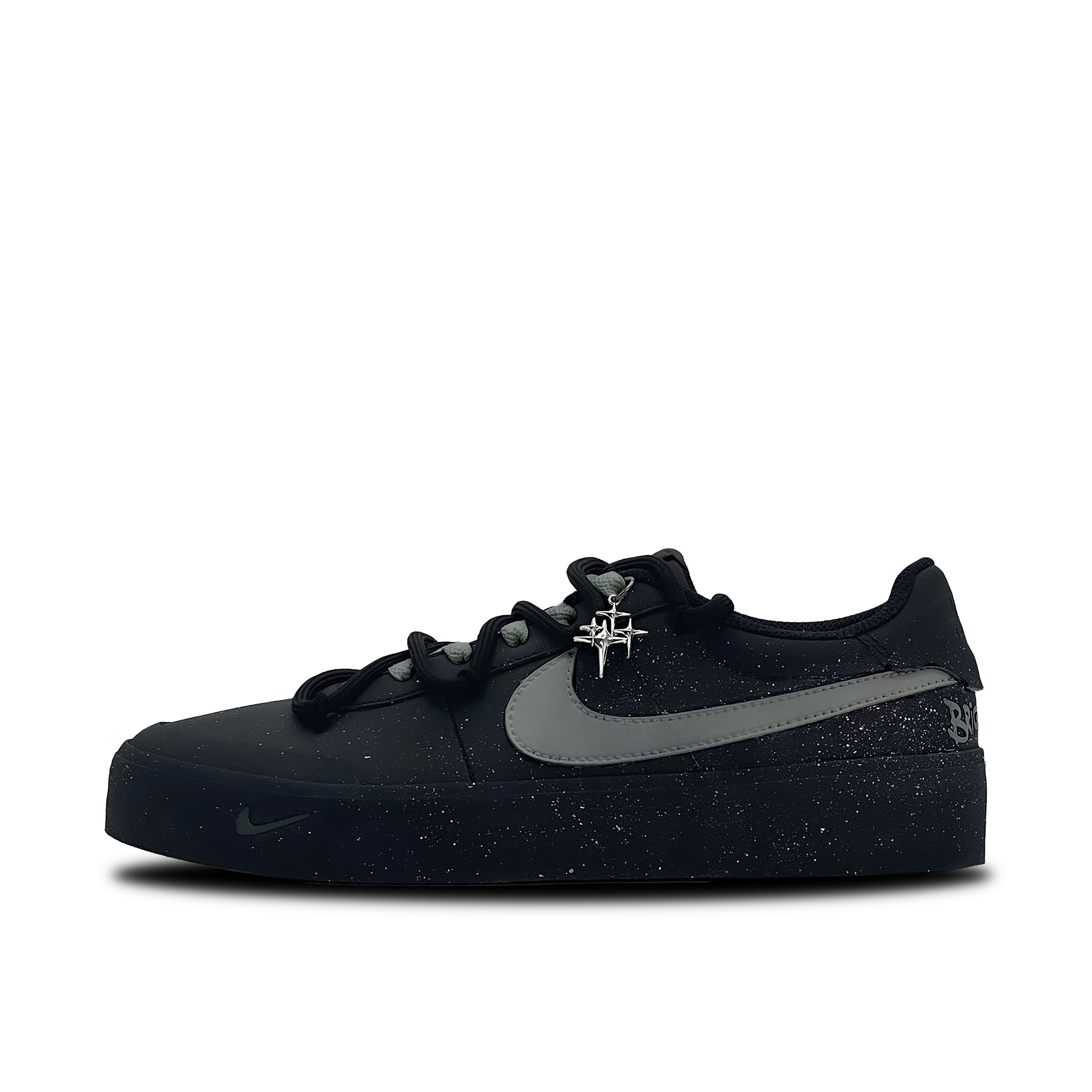

Nike Кроссовки для скейтбординга Court Shot Gray Star Feather, износостойкие, низкие, мужские, черно-серые