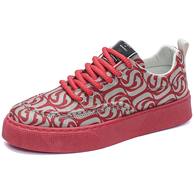 

TONYBEAR Износостойкие и легкие мужские лоу-топ скейтборд кроссовки красные, цвет Red