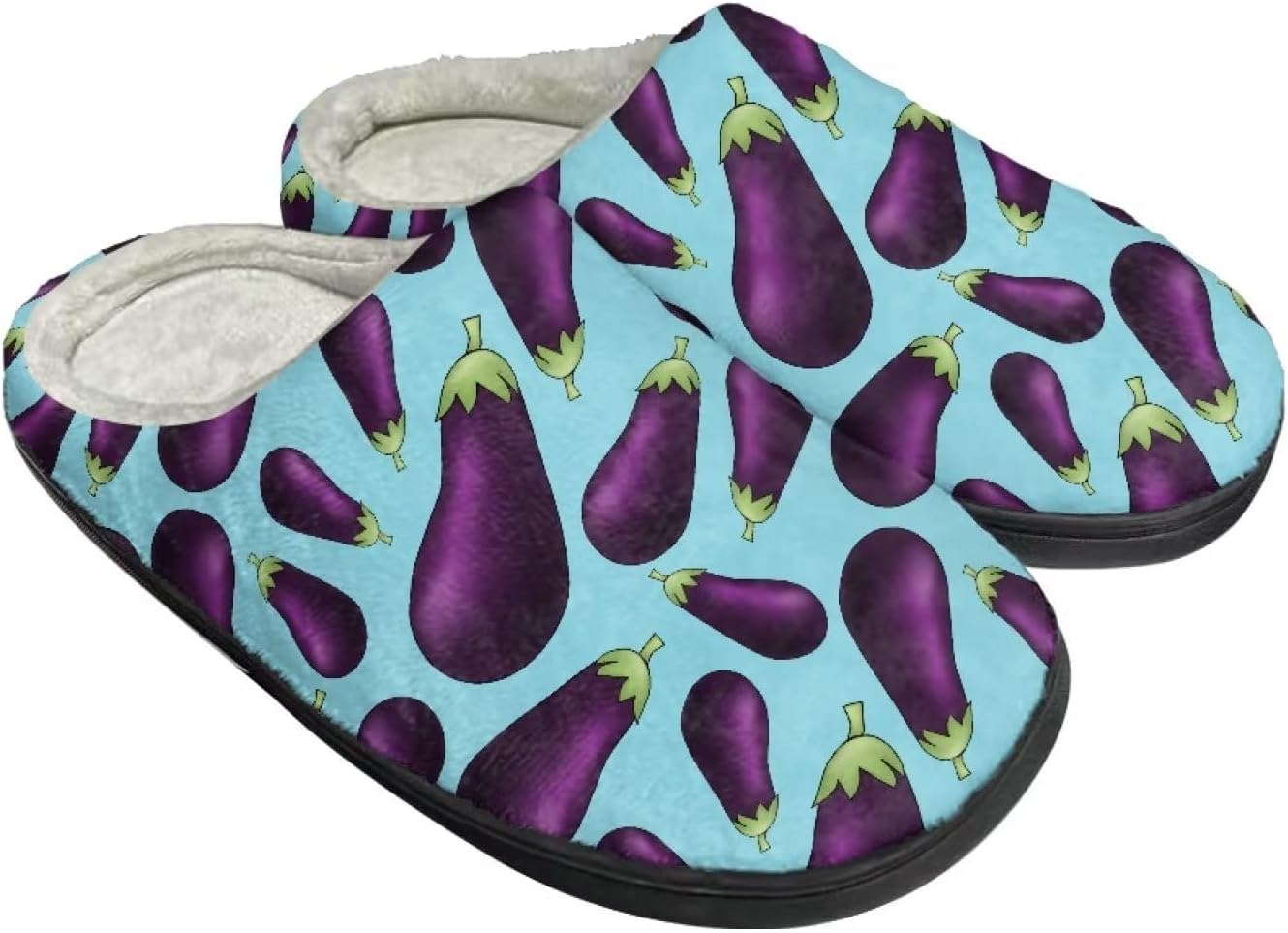 

Унисекс тапочки Howilath из фланели, модные домашние тапочки с теплым и дышащим флисом, размеры-2XL, Cartoon Eggplant