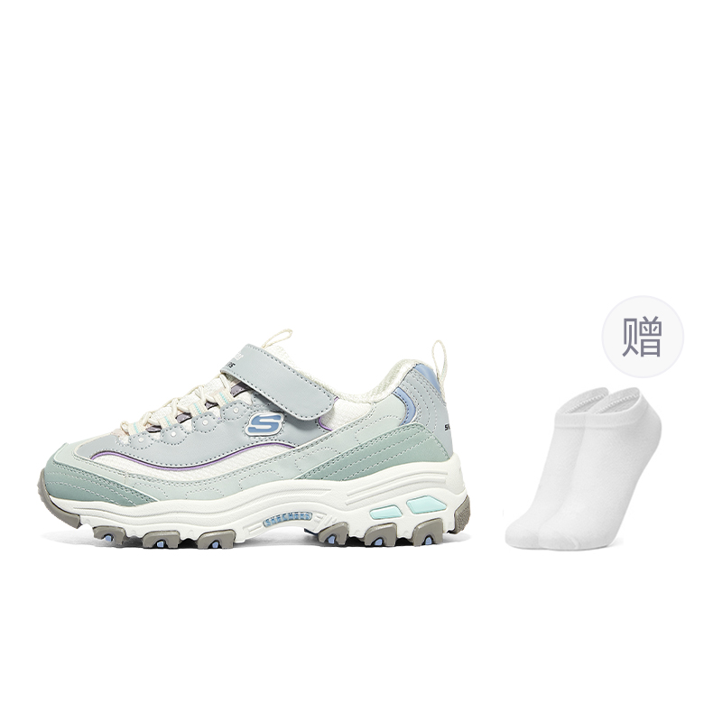 

Skechers Kids Светло-голубые противоскользящие противоударные износостойкие массивные низкие кроссовки для подростков