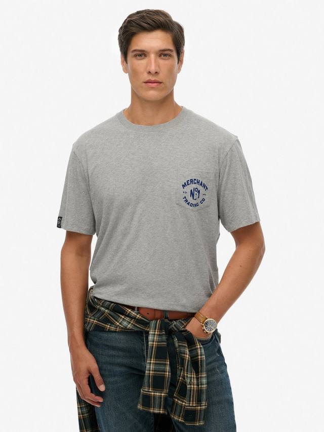

Хлопковая футболка Regular Fit с коротким рукавом и принтом Merchant Superdry, Light Grey Marl