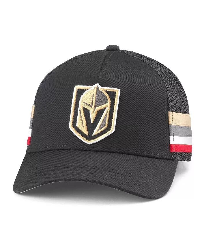 

Мужская черная кепка Vegas Golden Knights HotFoot Stripes Trucker Adjustable American Needle