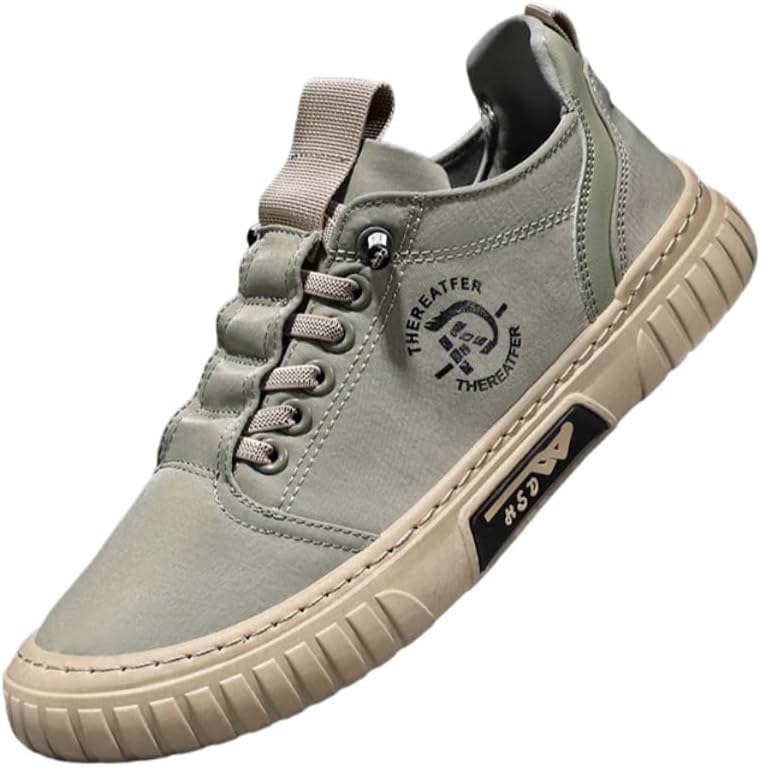 

Мужские кроссовки большого размера из холщевой ткани и искусственной кожи - удобные и стильные, пара Spkfhd, зеленый