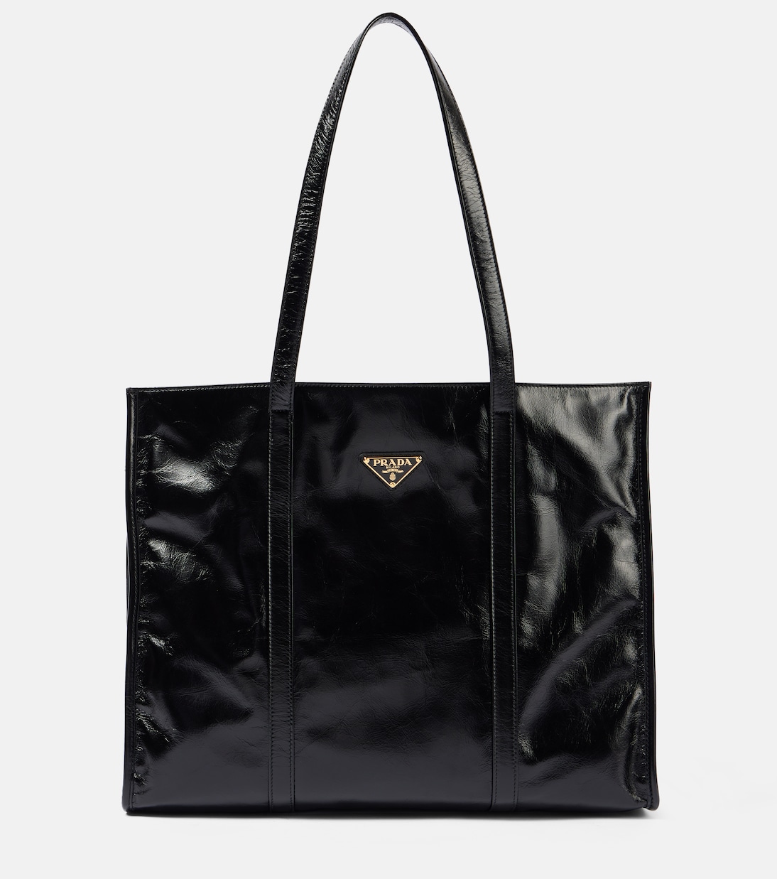 

Большая кожаная сумка-тоут Prada, черный
