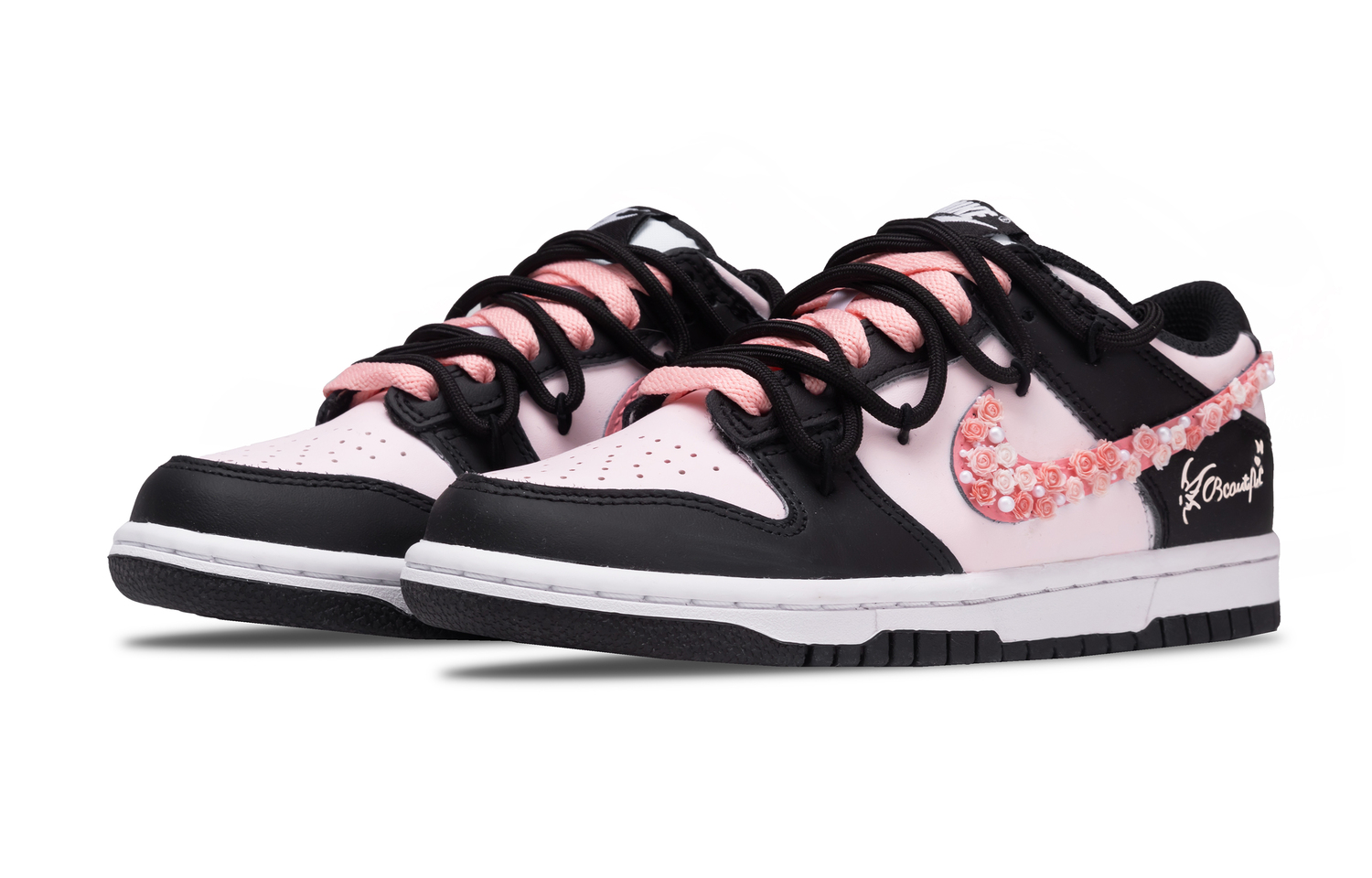 Nike Dunk Abrasion Resistant Slip Resistant Low top Детские скейтбординг кроссовки Black Pink Teenagers — фото 4