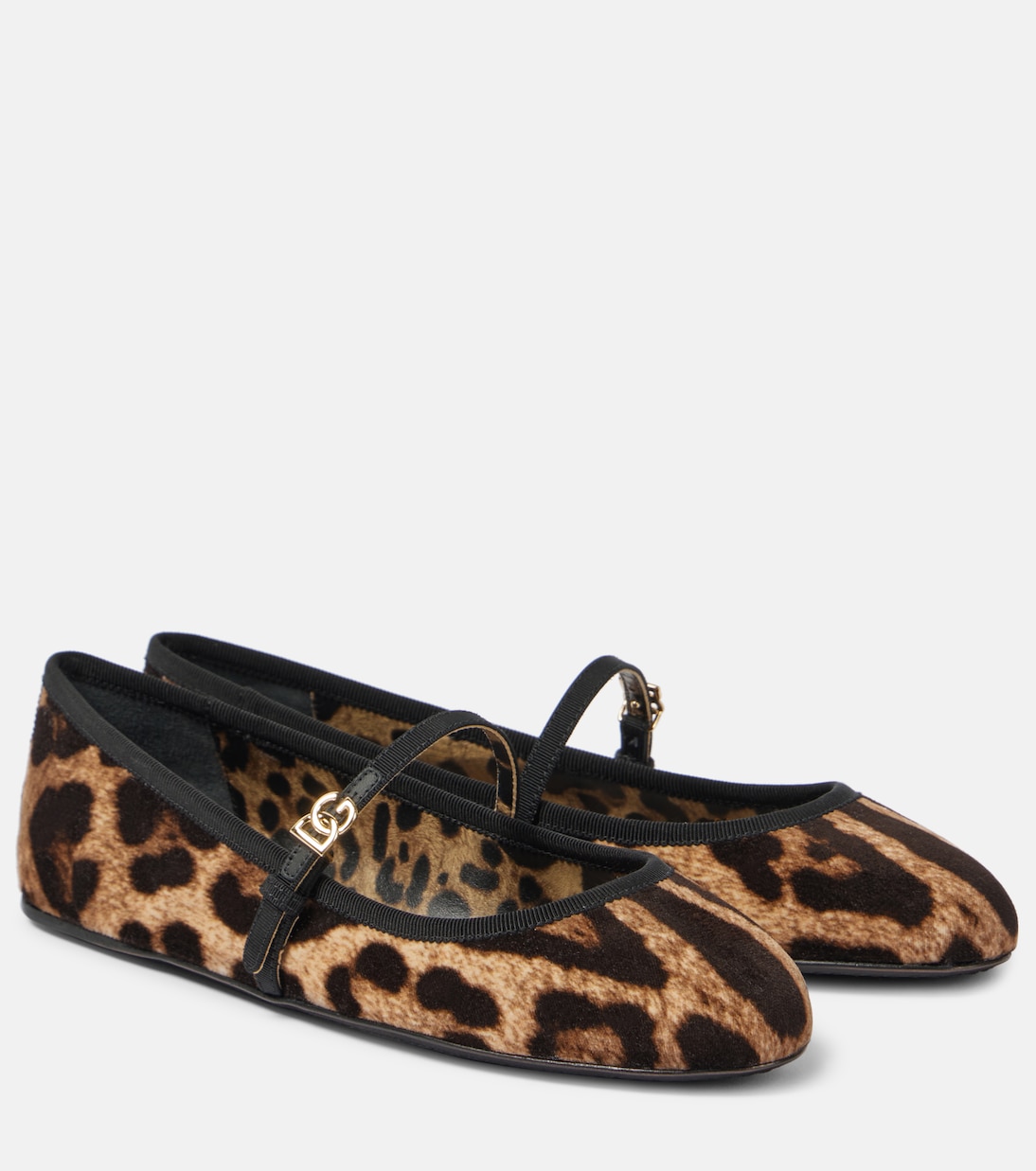 Вэлли балетки Mary Jane из бархата с леопардовым принтом Dolce&Gabbana, Leo New