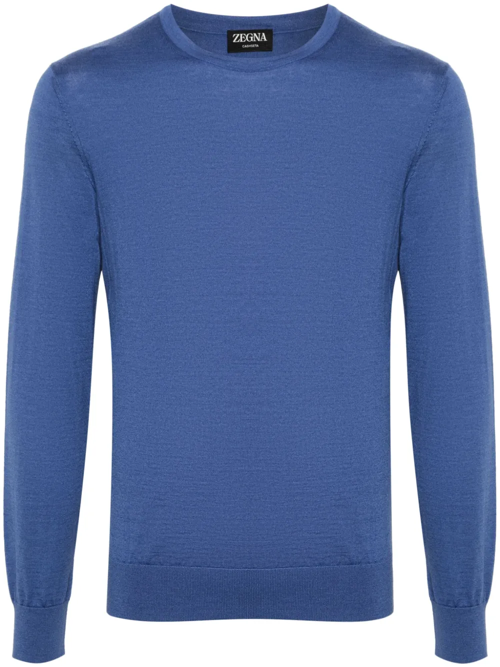 

Меланжевый джемпер в рубчик Zegna, синий