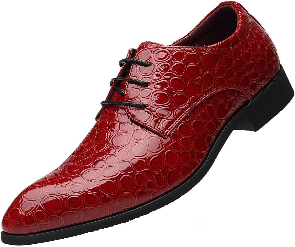 

Мужские дерби Santimon из лакированной кожи с тиснением под крокодила, классические туфли для смокинга, красный