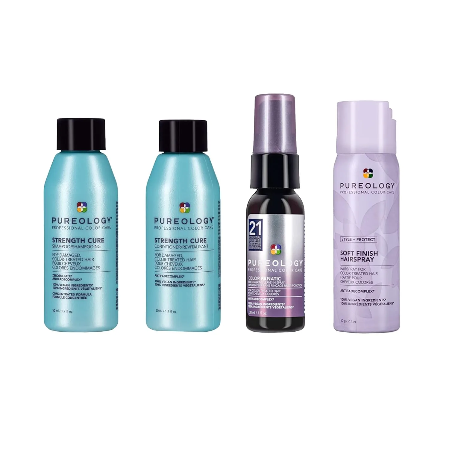 Набор Pureology Strength Cure дорожного размера для поврежденных и окрашенных волос - укрепляет и защищает волосы, не содержит сульфатов и подходит для веганов.