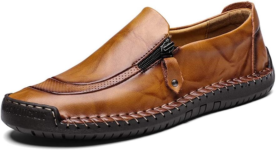

Мужские повседневные кожаные лоферы Летние прогулочные туфли Модные лодочные мокасины Без шнурков Удобная обувь Yuper, желтый