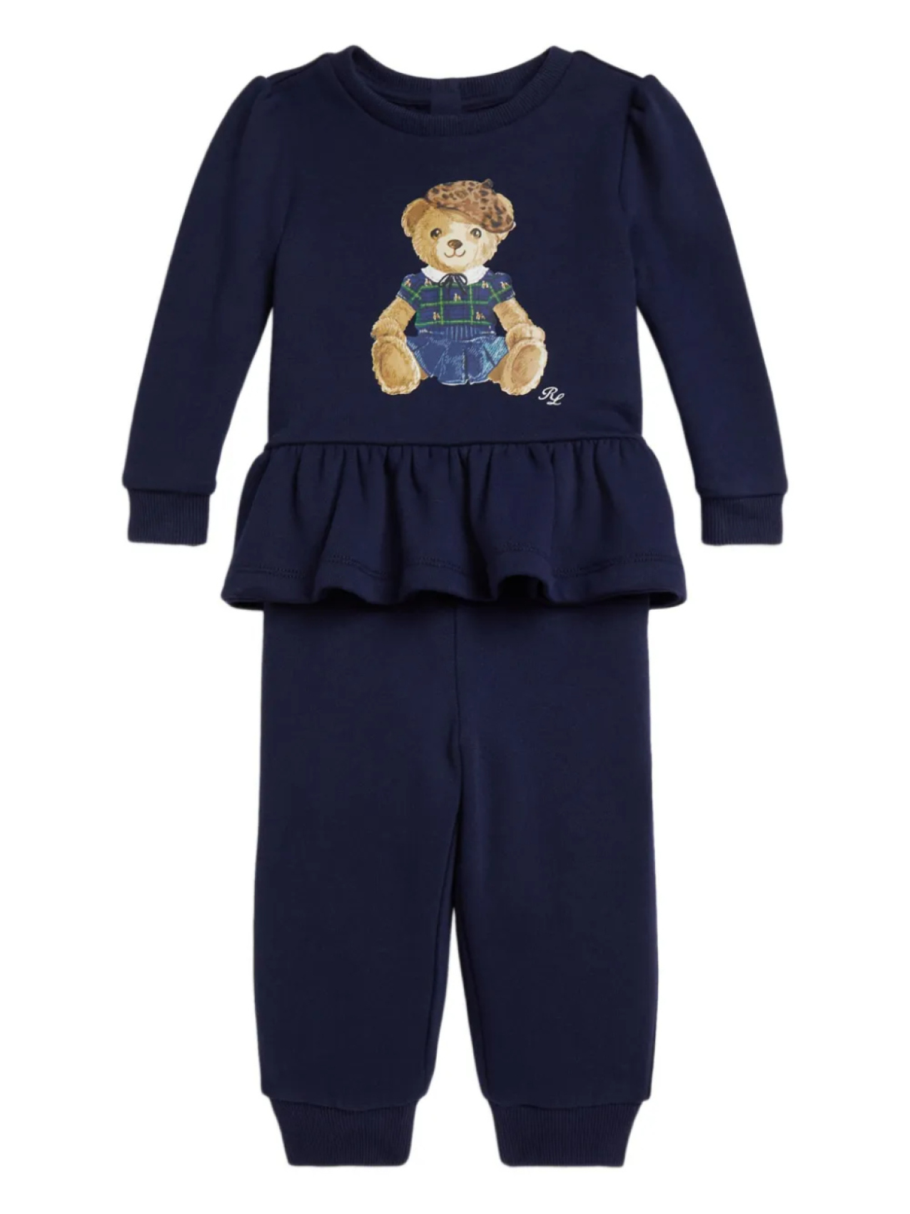 

POLO RALPH LAUREN KIDS спортивный костюм с оборками и принтом Teddy Bear, синий