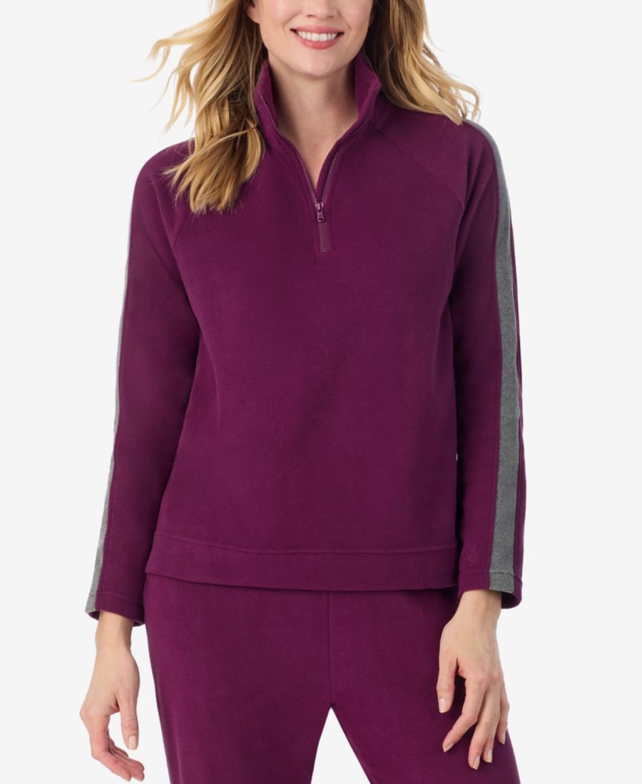 

Пуловер из флиса с эластичной застежкой-молнией до середины груди от Дженнифер Лейк Cuddl Duds, Plum