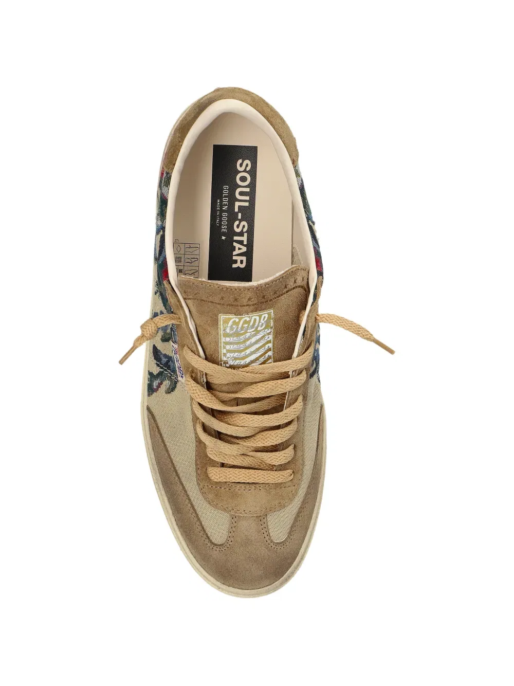 Кожаные кроссовки с цветочным принтом Golden Goose, нейтральный — фото 3