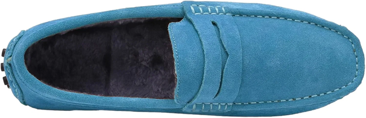 Лоферы мужские из замши, повседневные, ANUFER, Skyblue-plush Lined — фото 3