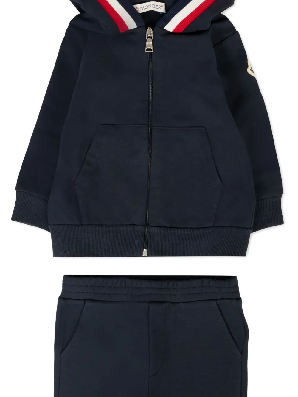 Спортивный костюм с капюшоном и застежкой-молнией Moncler Enfant, синий — фото 3