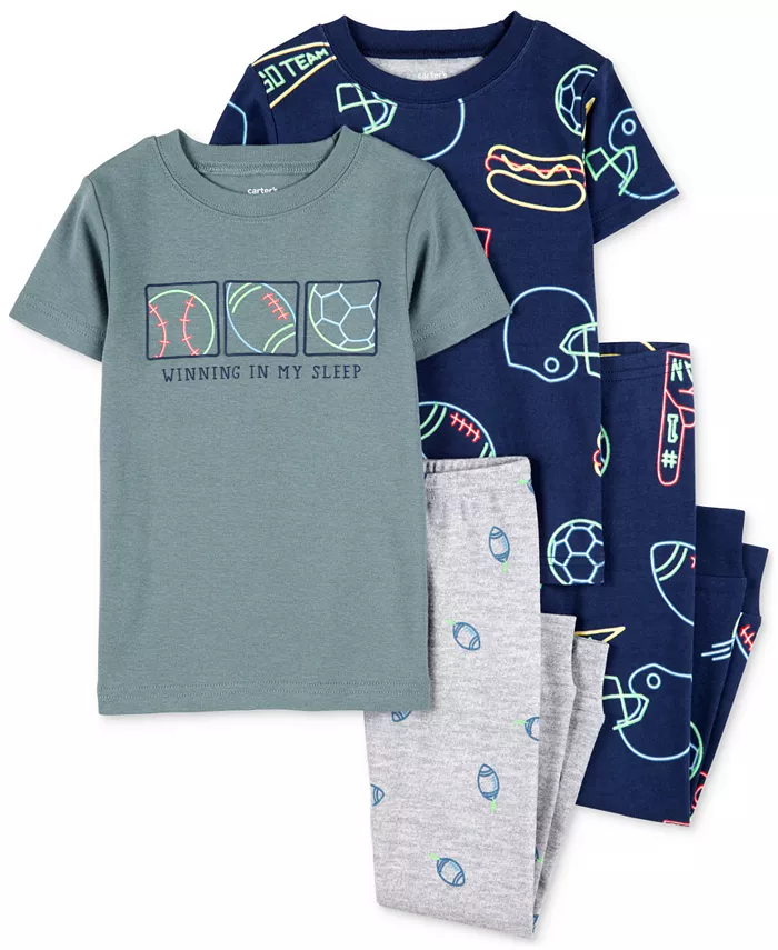 

Пижама спортивная хлопковая для мальчиков Toddler Boys, комплект из 4 предметов Carter's, синий