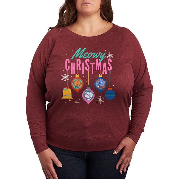 

Футболка с длинным рукавом French terry Plus size 's the aristocats meowy christmas Disney, Heather Maroon